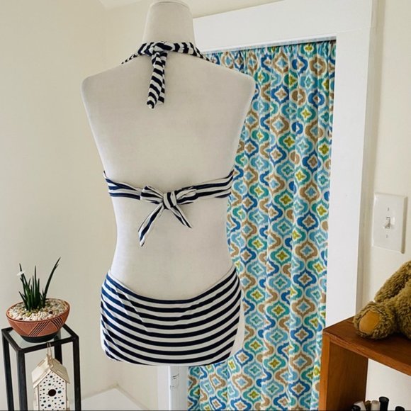 Lands' End Retro-inspired navy blue and white striped bikini (size 6) - Picture 3 of 13